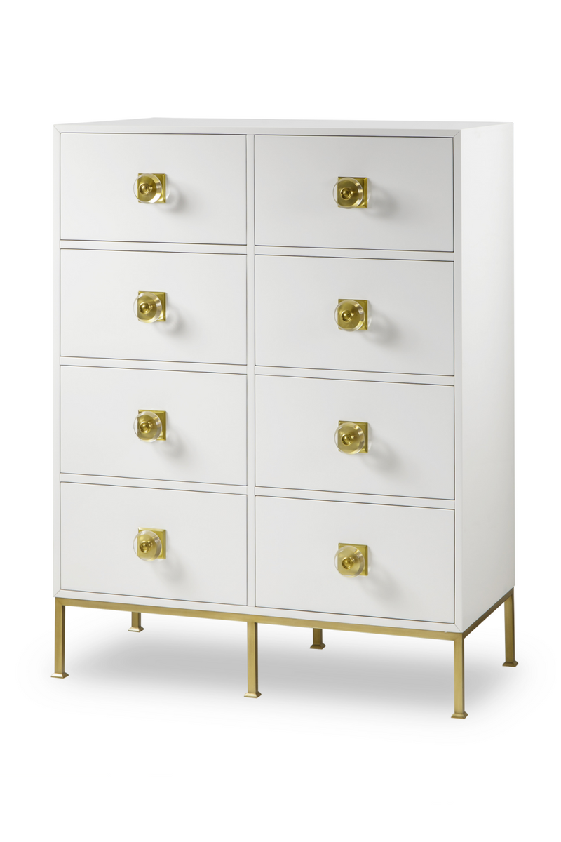 Brass Accent White Eight-Drawer Dresser | Andrew Martin Formal  | Woodfurniture.com