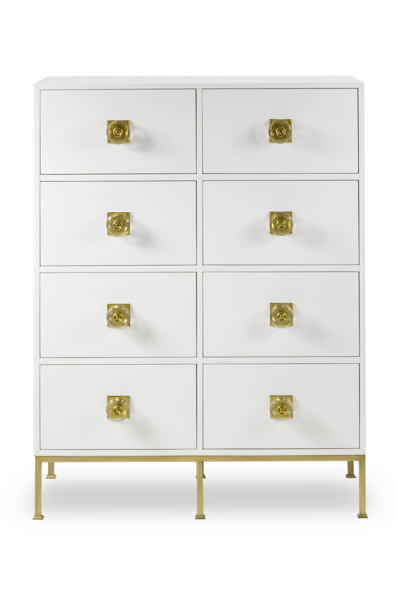Brass Accent White Eight-Drawer Dresser | Andrew Martin Formal | Woodfurniture.com