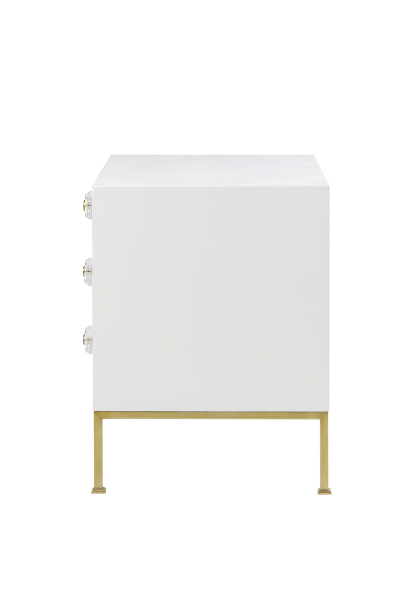 White Brass Accent Three Drawer Chest | Andrew Martin Formal | Woodfurniture.com