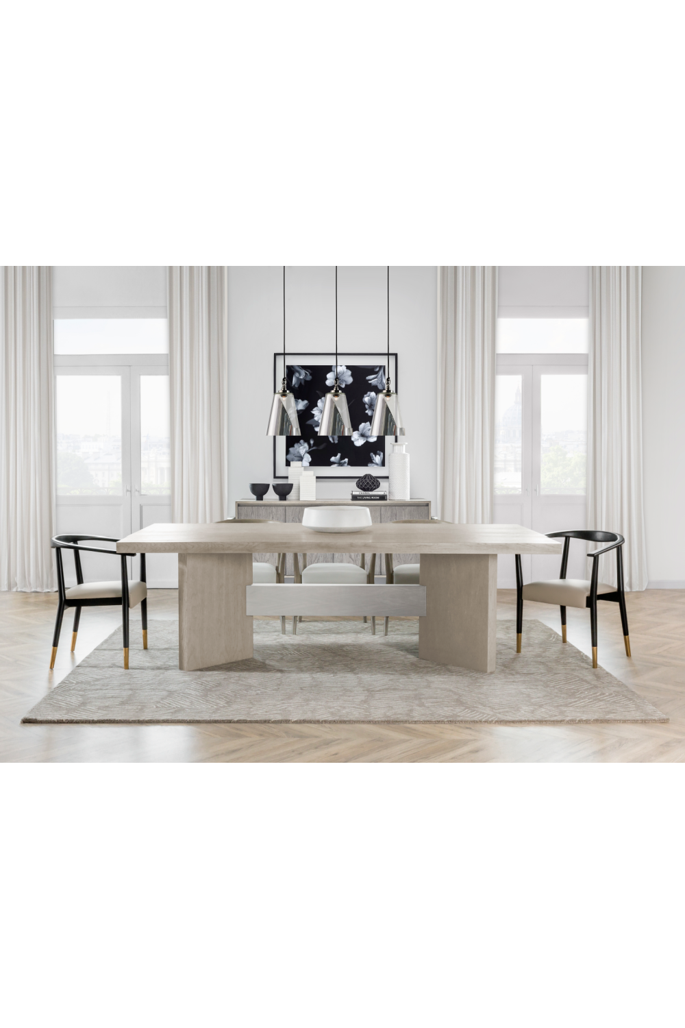 Taupe Oak Modern Dining Table | Andrew Martin Calvin | Woodfurniture.com