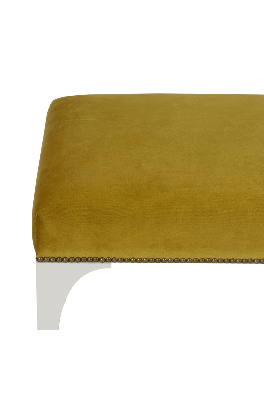 Yellow Leather Studded Bench | Andrew Martin James | Woodfurniture.com