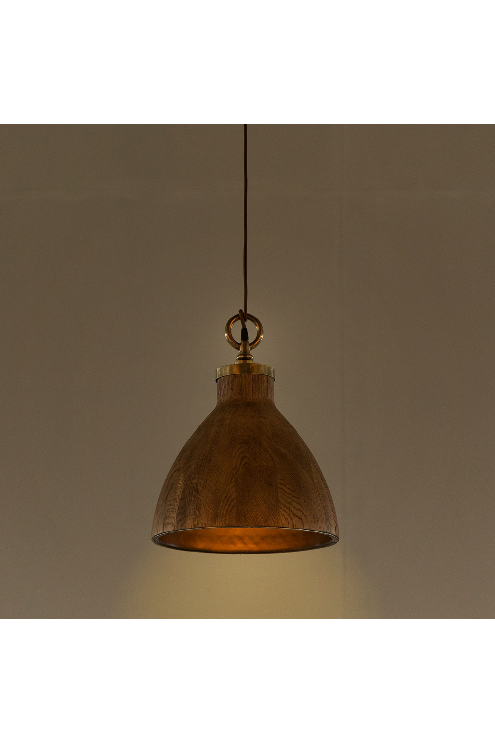 Bell Shaped Walnut Pendant Light M | Andrew Martin Big Sur | Woodfurniture.com