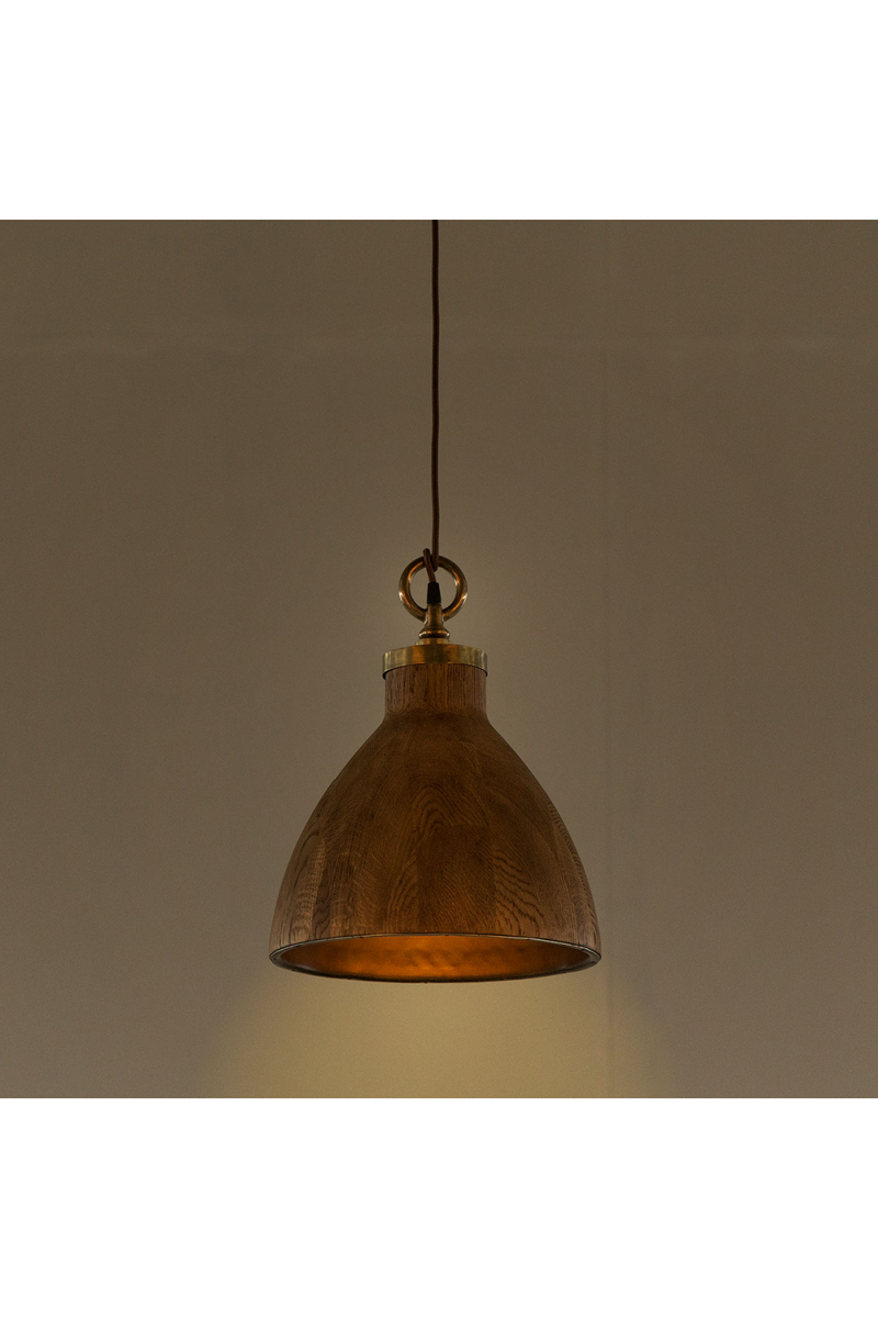 Bell Shaped Walnut Pendant Light M | Andrew Martin Big Sur | Woodfurniture.com