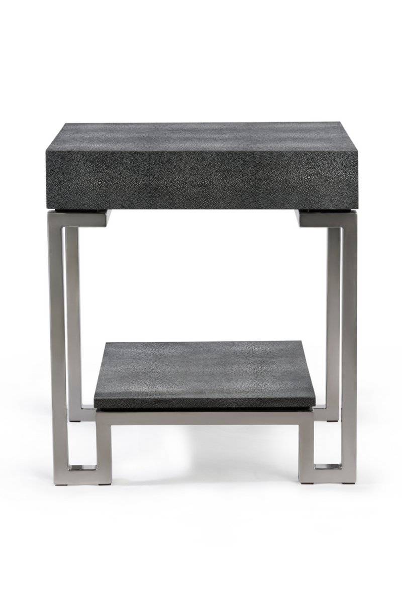 Gray Shagreen Silver Frame Side Table | Andrew Martin Flex | Woodfurniture.com