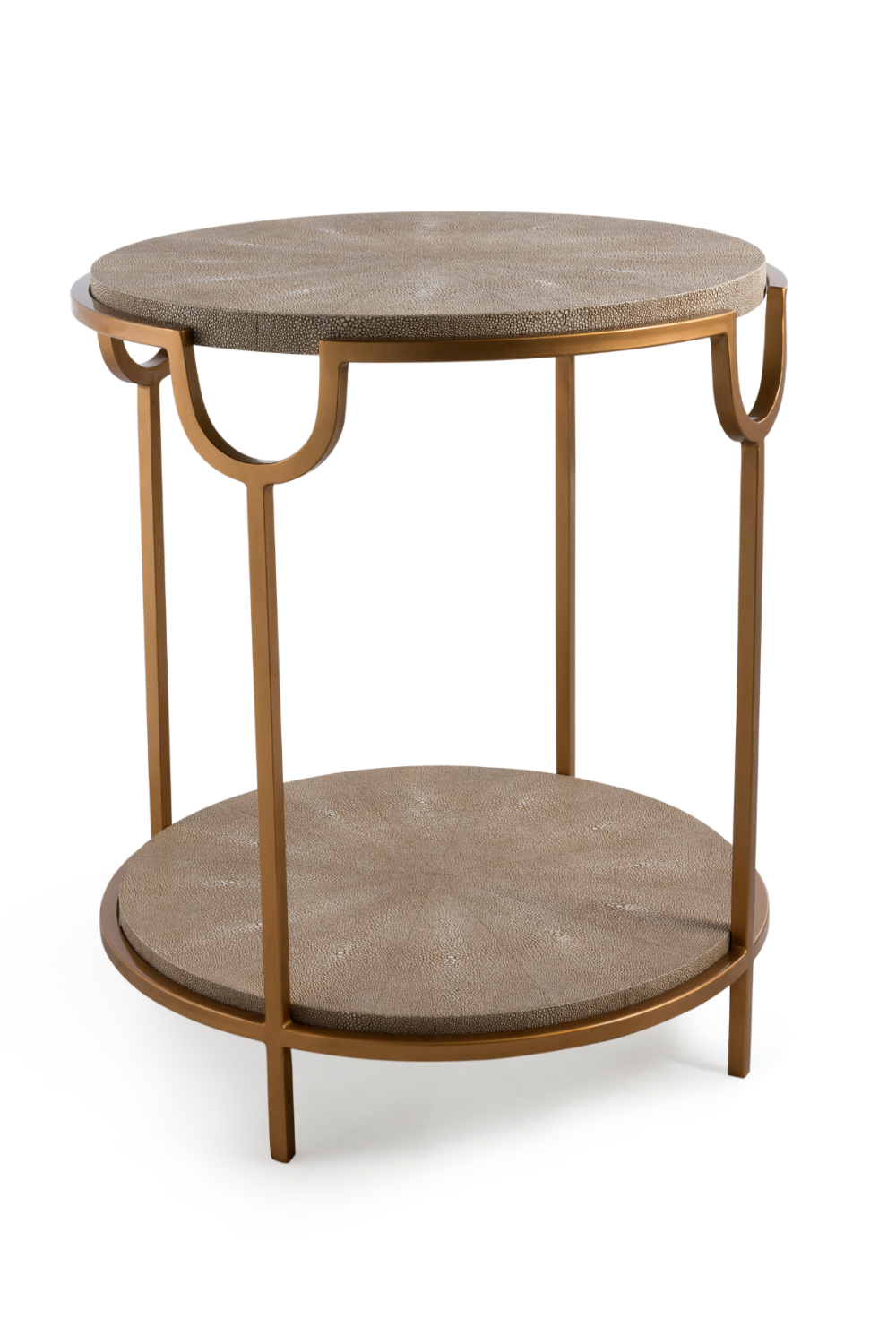 Cream Shagreen Side Table with Undershelf | Andrew Martin Katia  | Woodfurniture.com