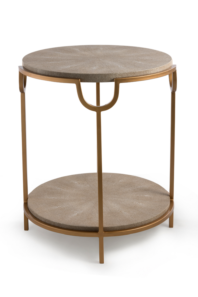 Cream Shagreen Side Table with Undershelf | Andrew Martin Katia  | Woodfurniture.com