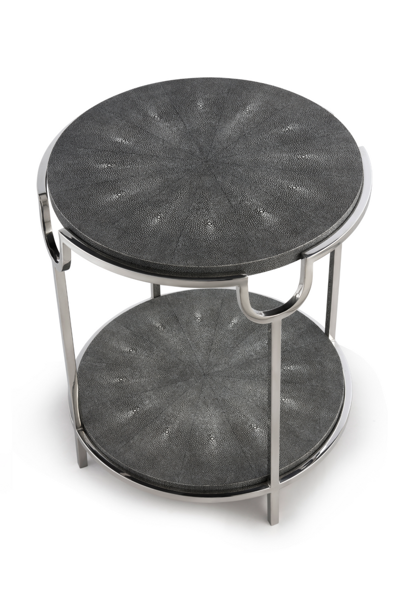 Gray Shagreen Side Table with Undershelf | Andrew Martin Katia | Woodfurniture.com