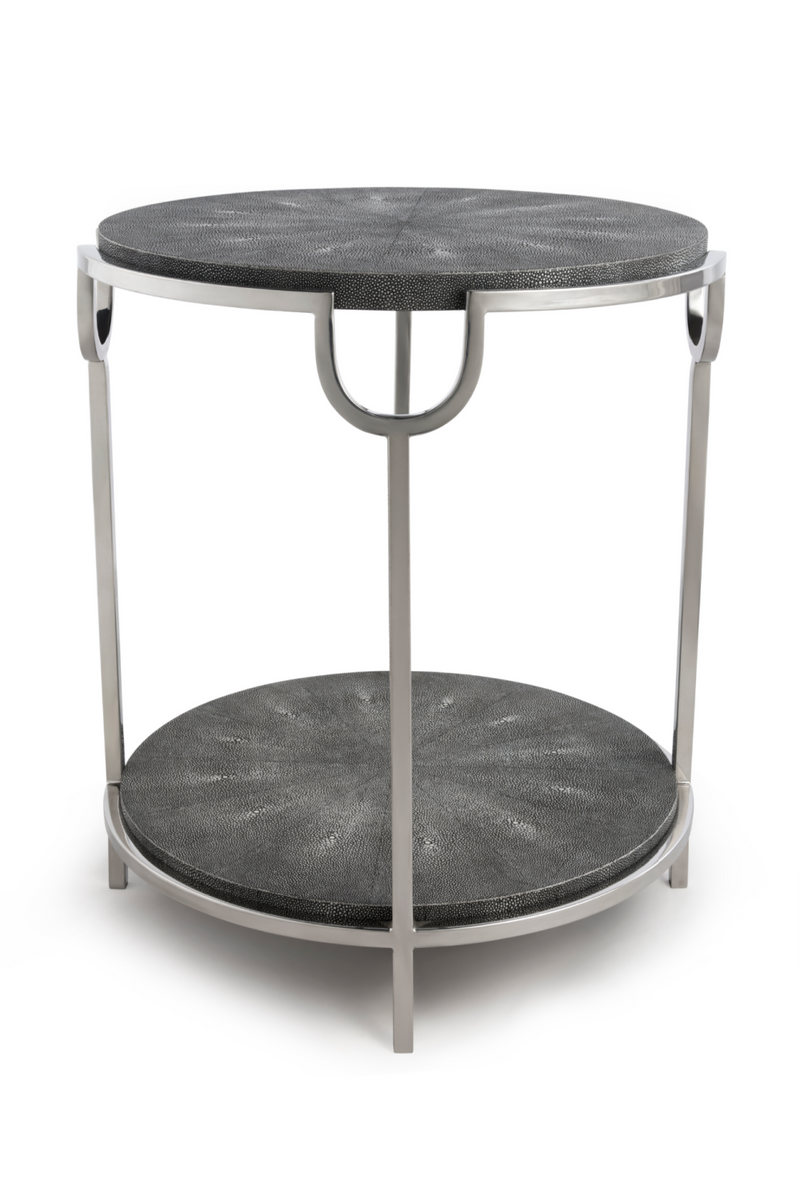Gray Shagreen Side Table with Undershelf | Andrew Martin Katia | Woodfurniture.com