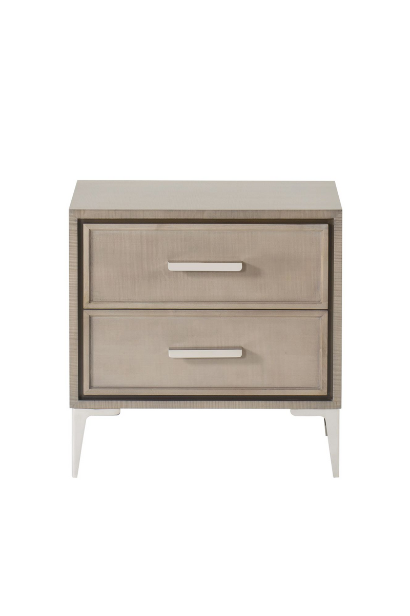 Taupe Wooden Bedside Table with Drawers | Andrew Martin Chloe | Woodfurniture.com