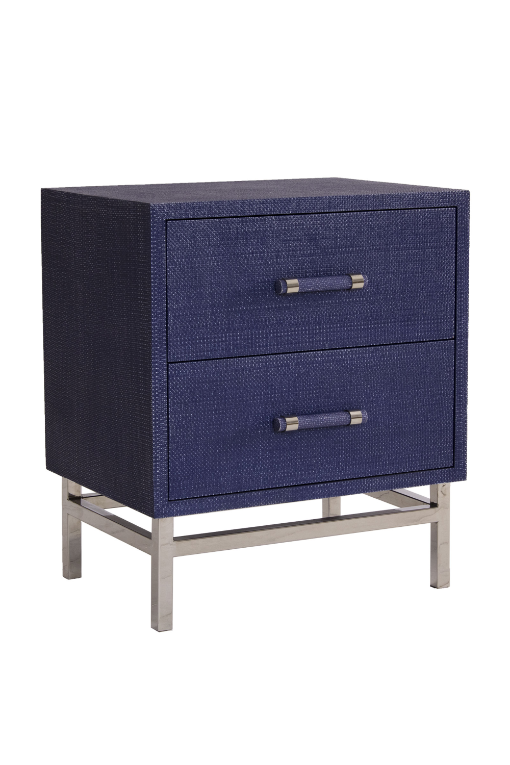 Blue Textured Rattan Bedside Table | Andrew Martin Hesta  | Woodfurniture.com