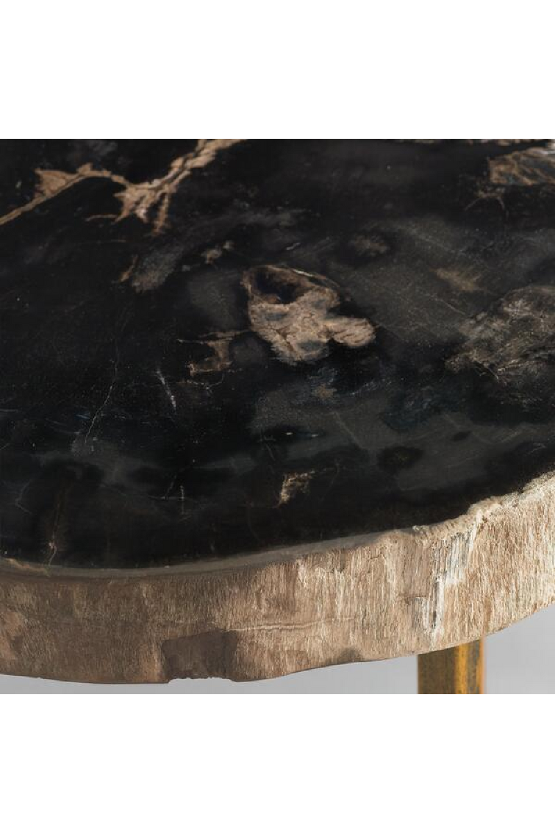 Dark Round Petrified Wood Side Table | Andrew Martin Jonah | Woodfurniture.com