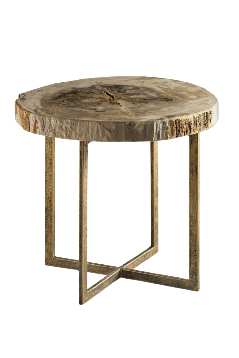 Light Round Petrified Wood Side Table | Andrew Martin Jonah | Woodfurniture.com
