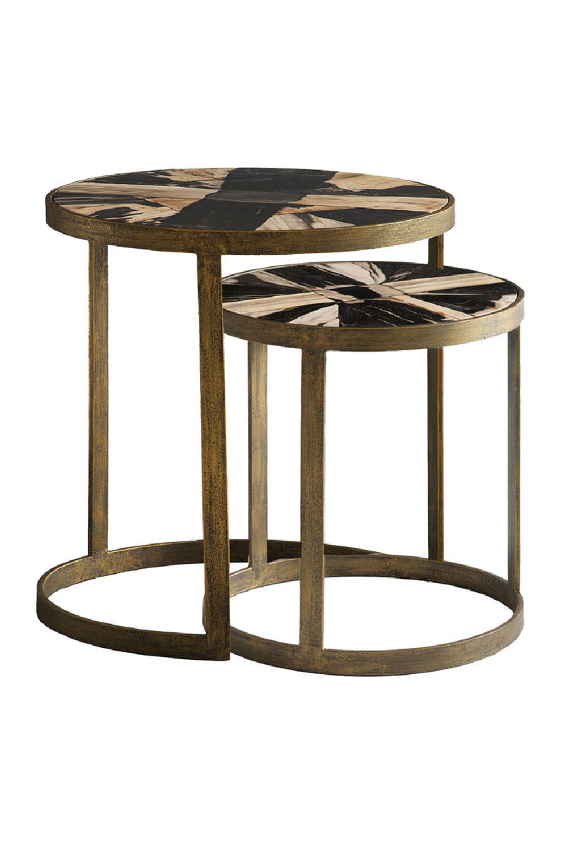 Round Petrified Wood Nesting Side Tables | Andrew Martin |  Woodfurniture.com