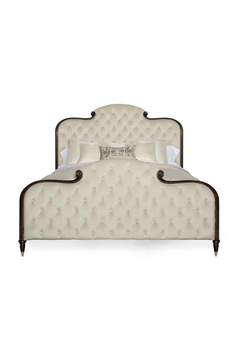 Cream Tufted Silk California King Bed | Caracole Everly | Woodfurniture.com