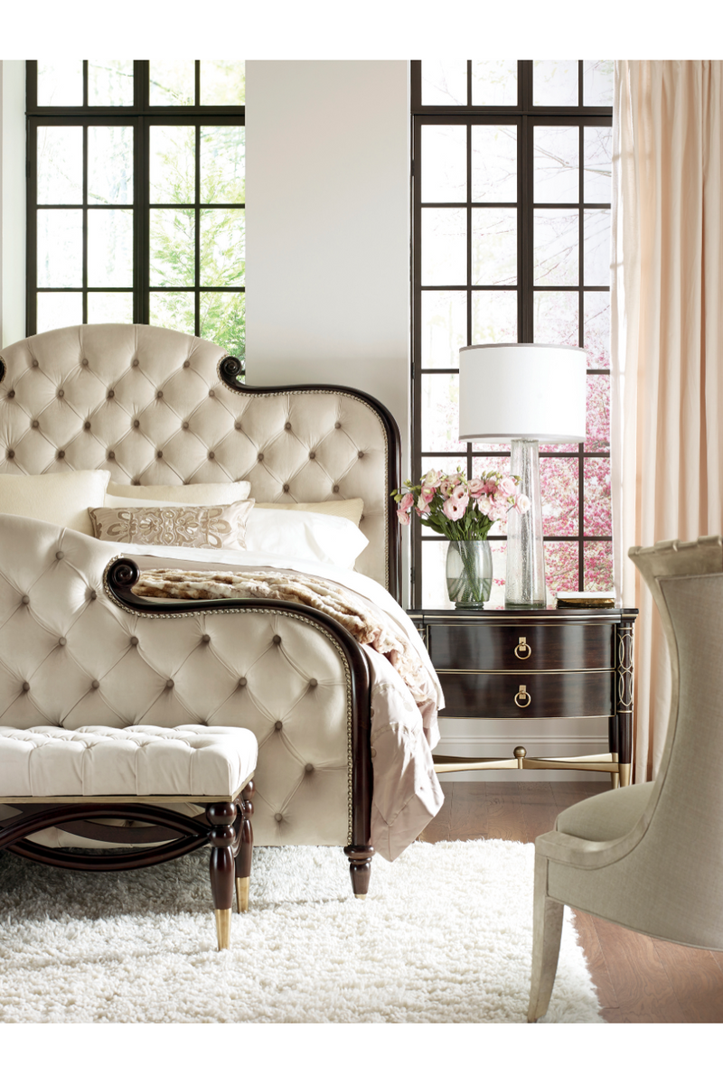 Cream Tufted Silk California King Bed | Caracole Everly | Woodfurniture.com