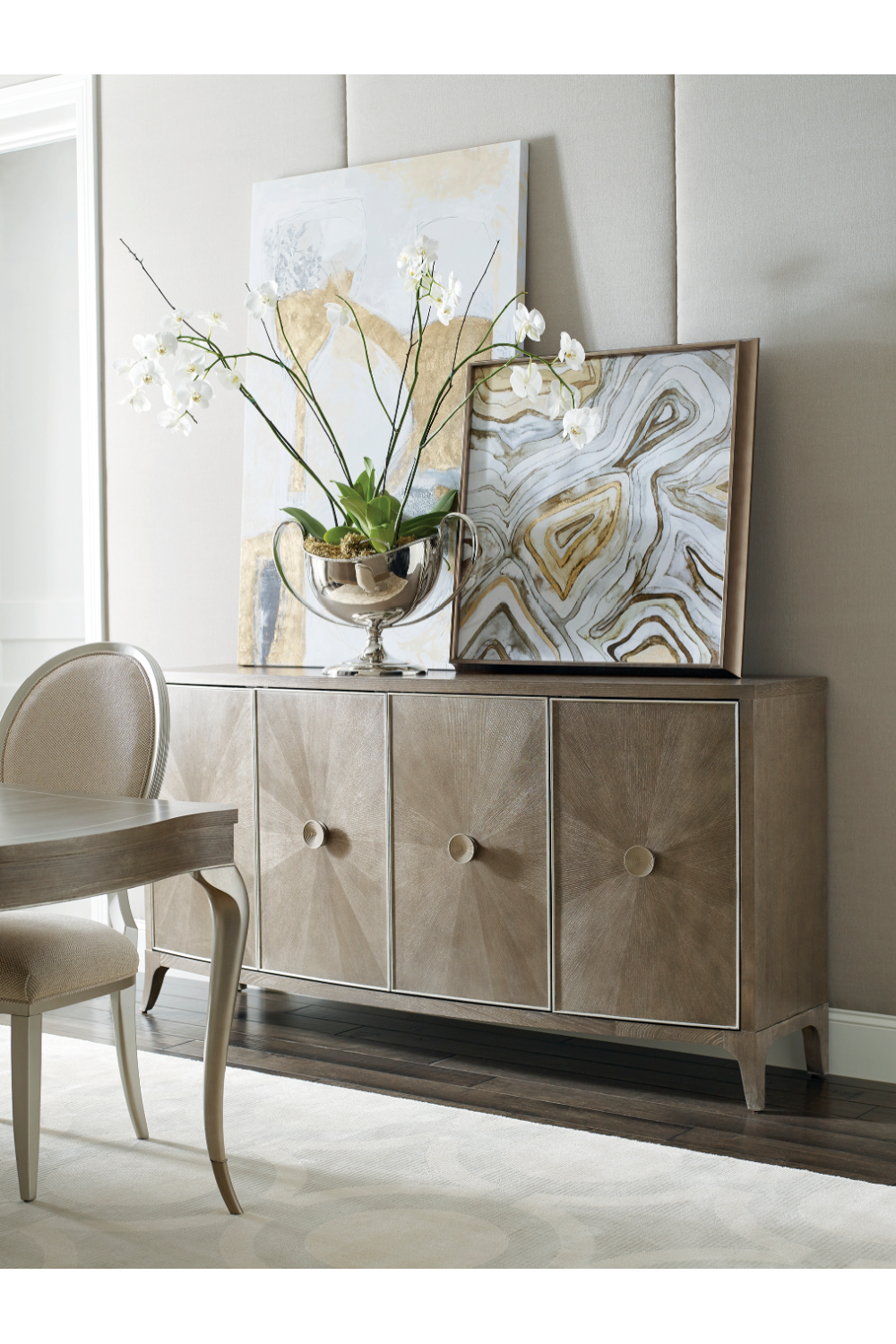 Starburst Patterned Ash Credenza | Caracole Avondale | Woodfurniture.com