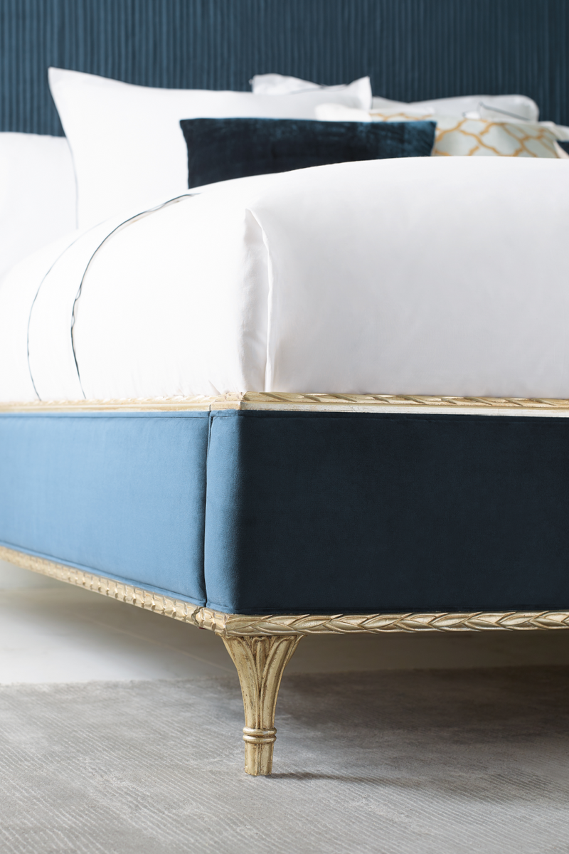 Blue Modern Platform Bed | Caracole Fontainebleau | Woodfurniture.com