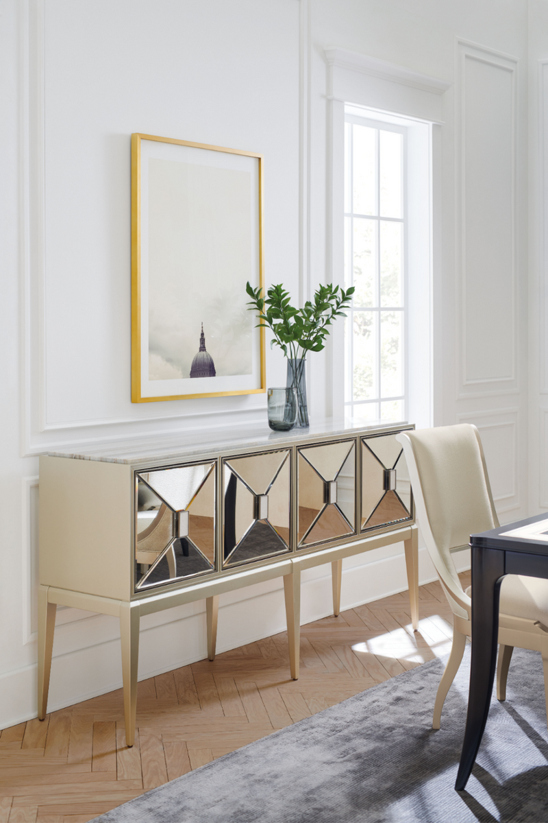 Faceted Mirror Sideboard | Caracole Sparkling Personality | Woodfurniture.com