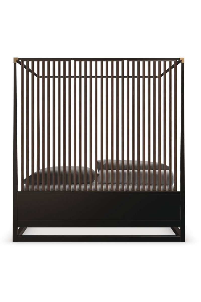 Brown Wooden Canopy Bed | Caracole Pinstripe | Woodfurniture.com