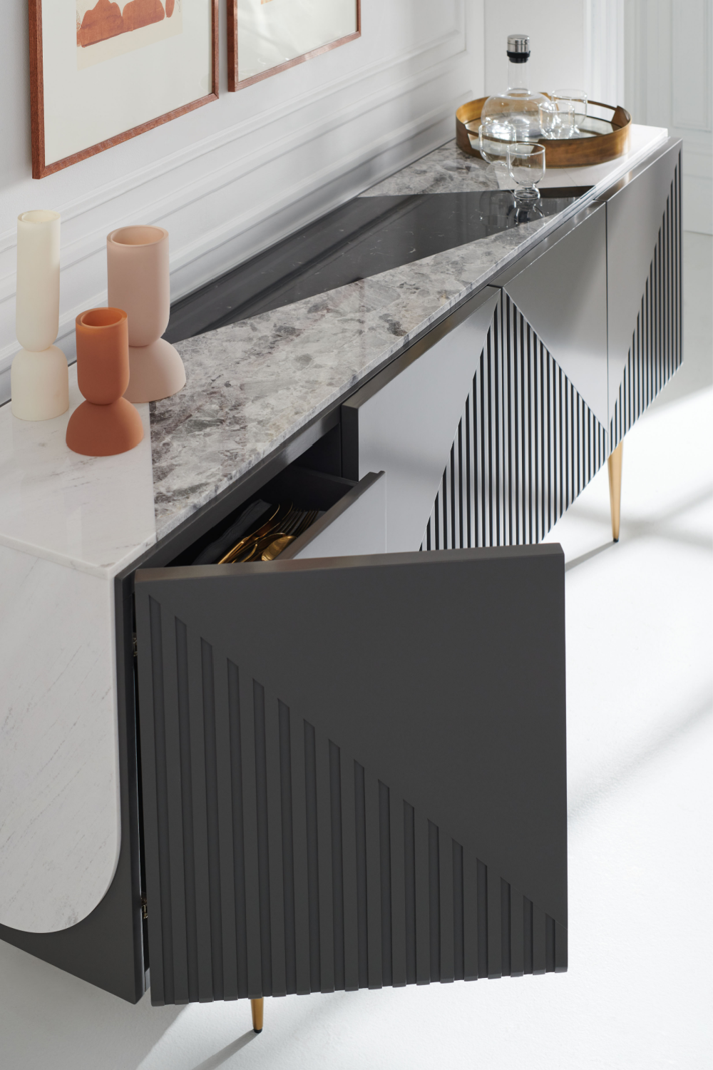 Slatted Modern Sideboard | Caracole Over The Edge | Woodfurniture.com