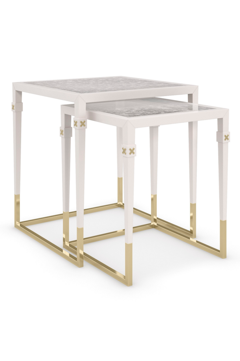 Pearl White Nesting Side Tables (2) | Caracole Better Together | Woodfurniture.com