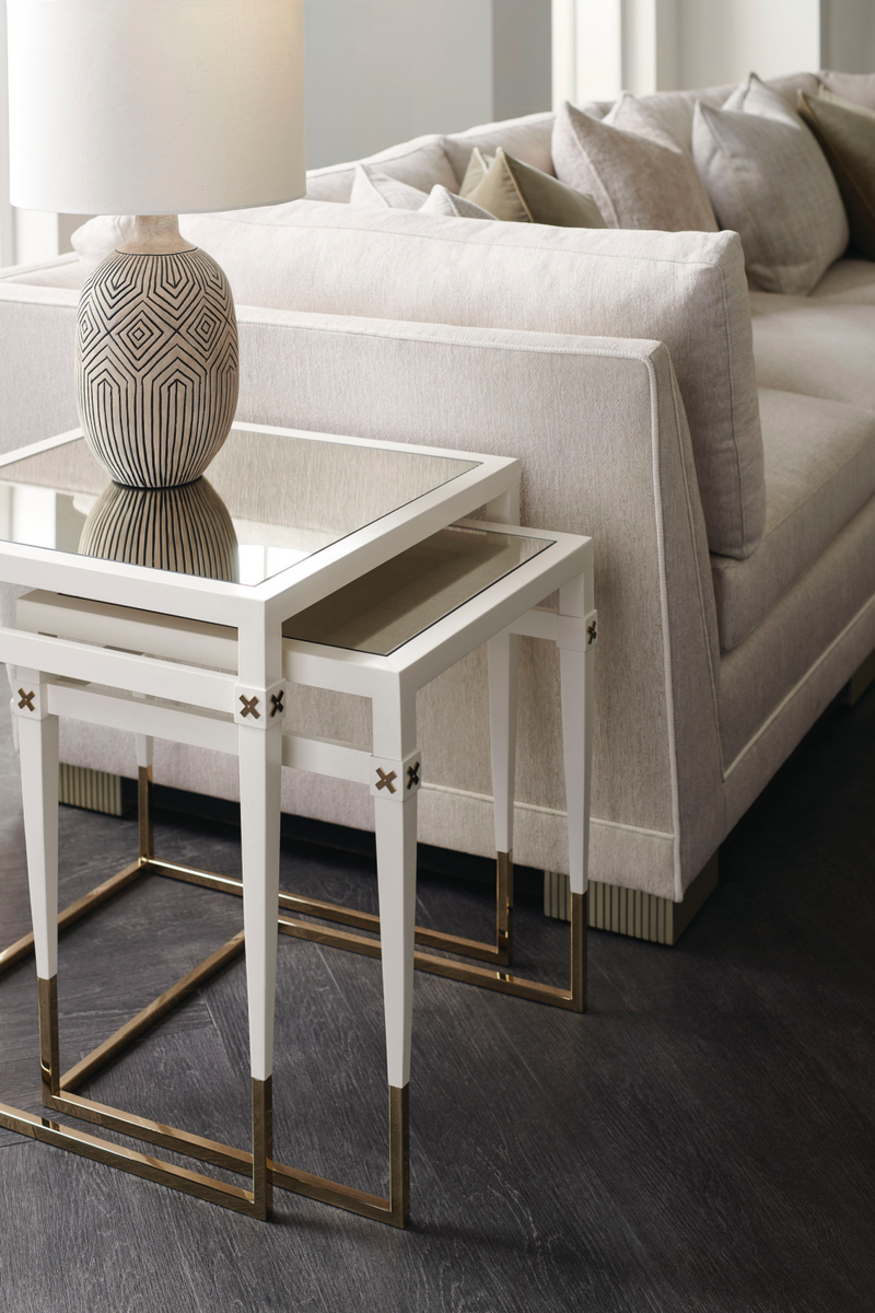 Pearl White Nesting Side Tables (2) | Caracole Better Together | Woodfurniture.com