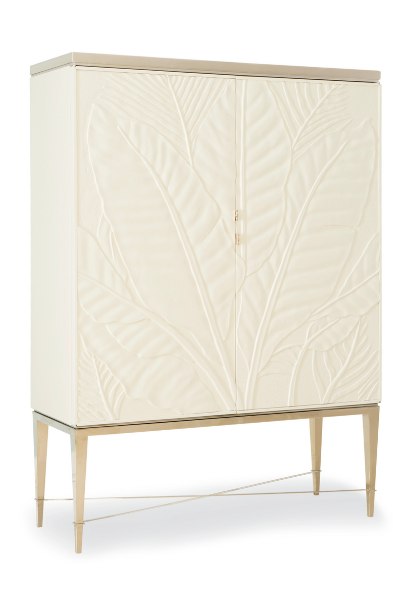 Carved White Modern Bar Cabinet | Caracole Palms Up! | Woodfurniture.com