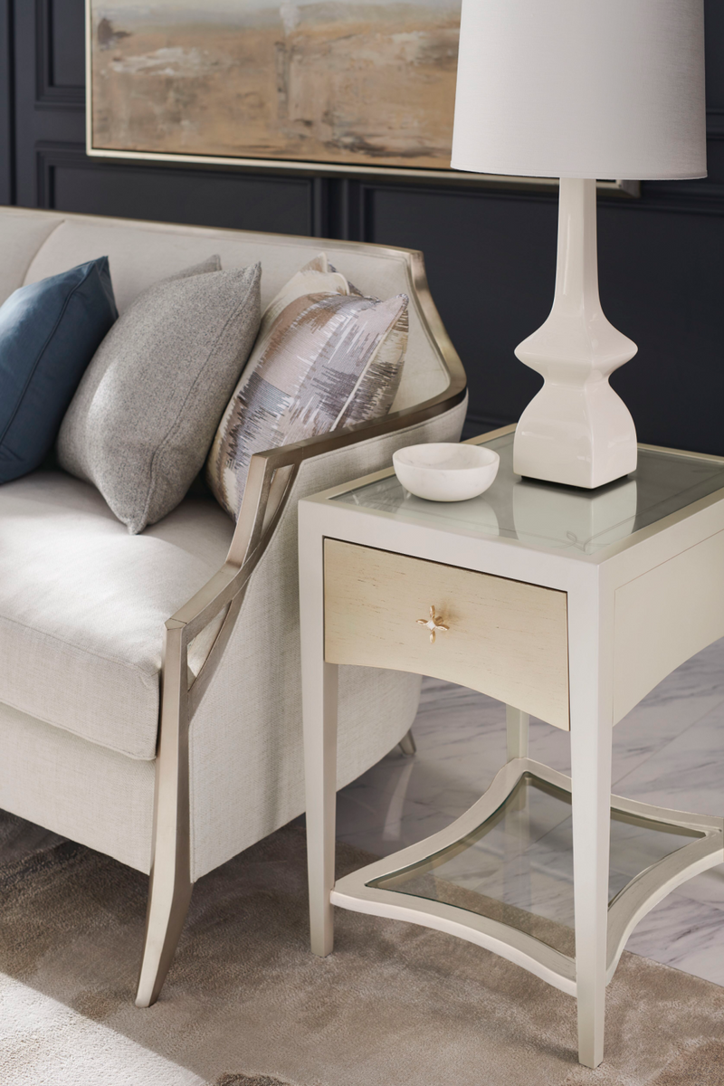 White 1-Drawer Side Table | Caracole Little Charm | Woodfurniture.com