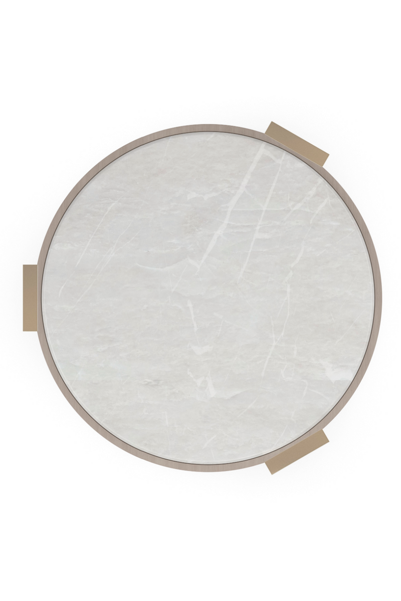 Round White Marble End Table | Caracole Oculus | Woodfurniture.com