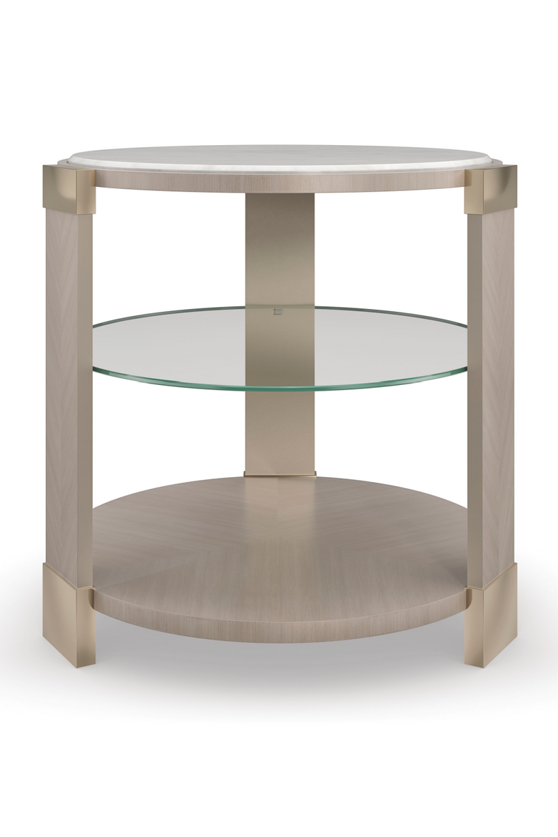 Round White Marble End Table | Caracole Oculus | Woodfurniture.com
