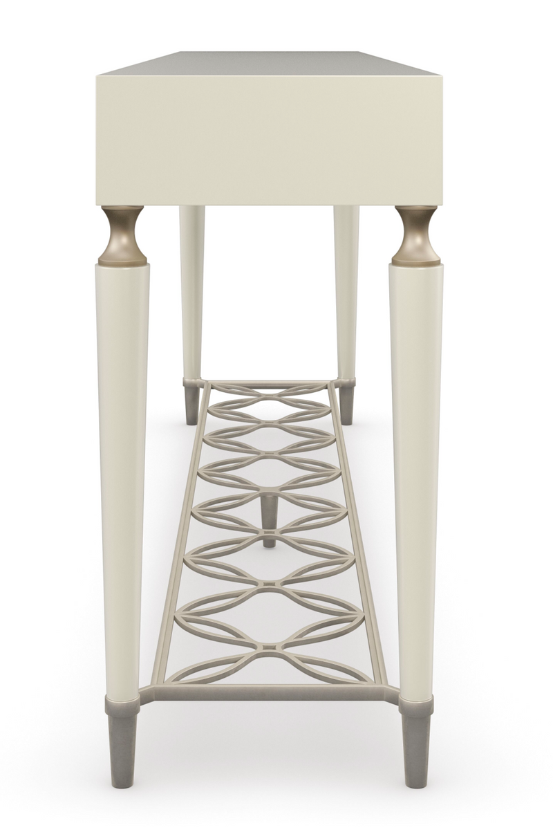 Cream Latticed Console Table | Caracole Constantly Charming | Woodfurniture.com 
