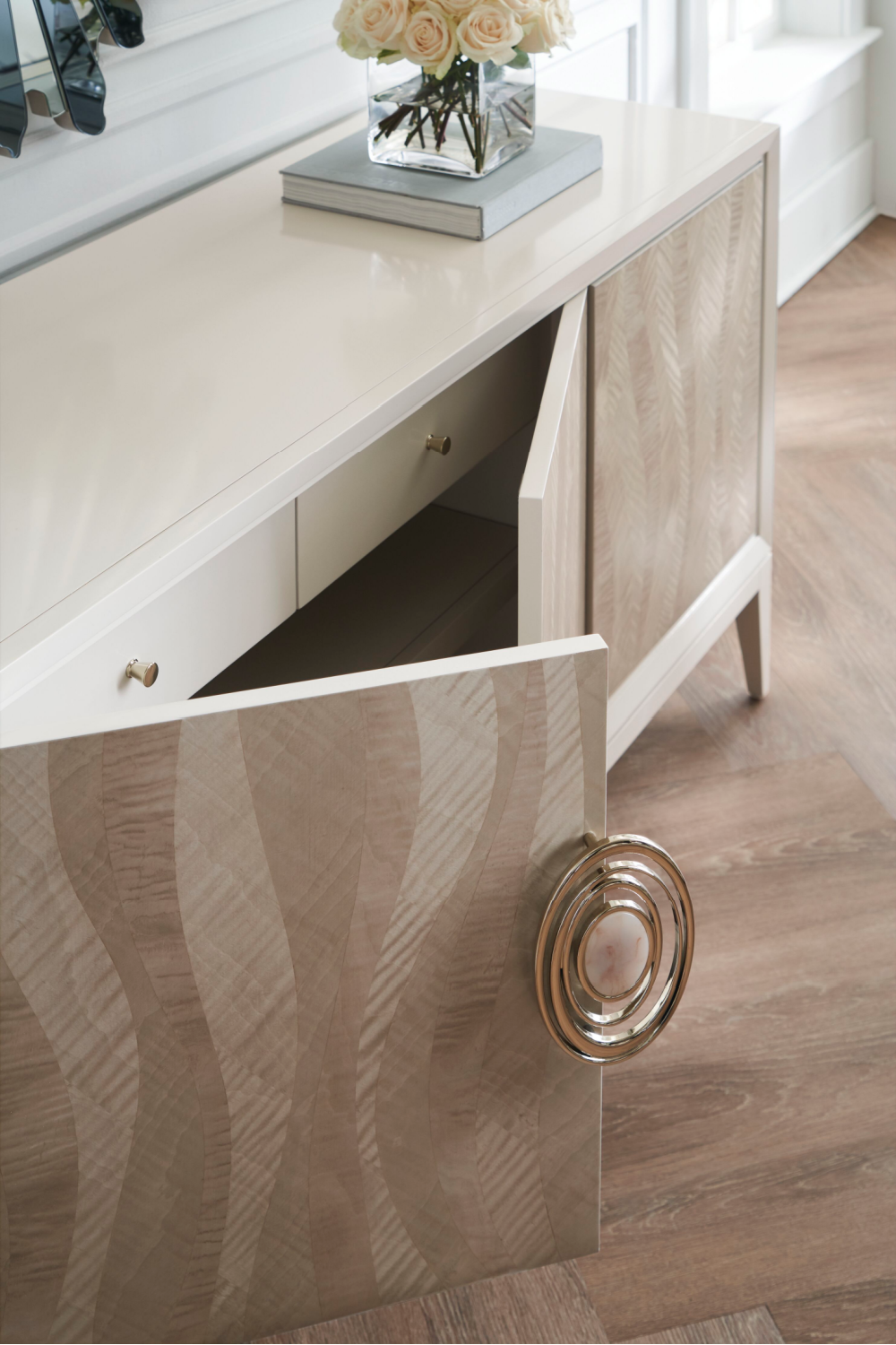 Patterned Cream Modern Sideboard | Caracole Now Streaming | Woodfurniture.com