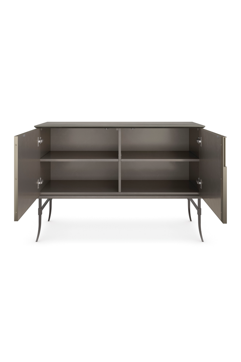 Studded Gray Suede Sideboard | Caracole Brass Tacks | Woodfurniture.com