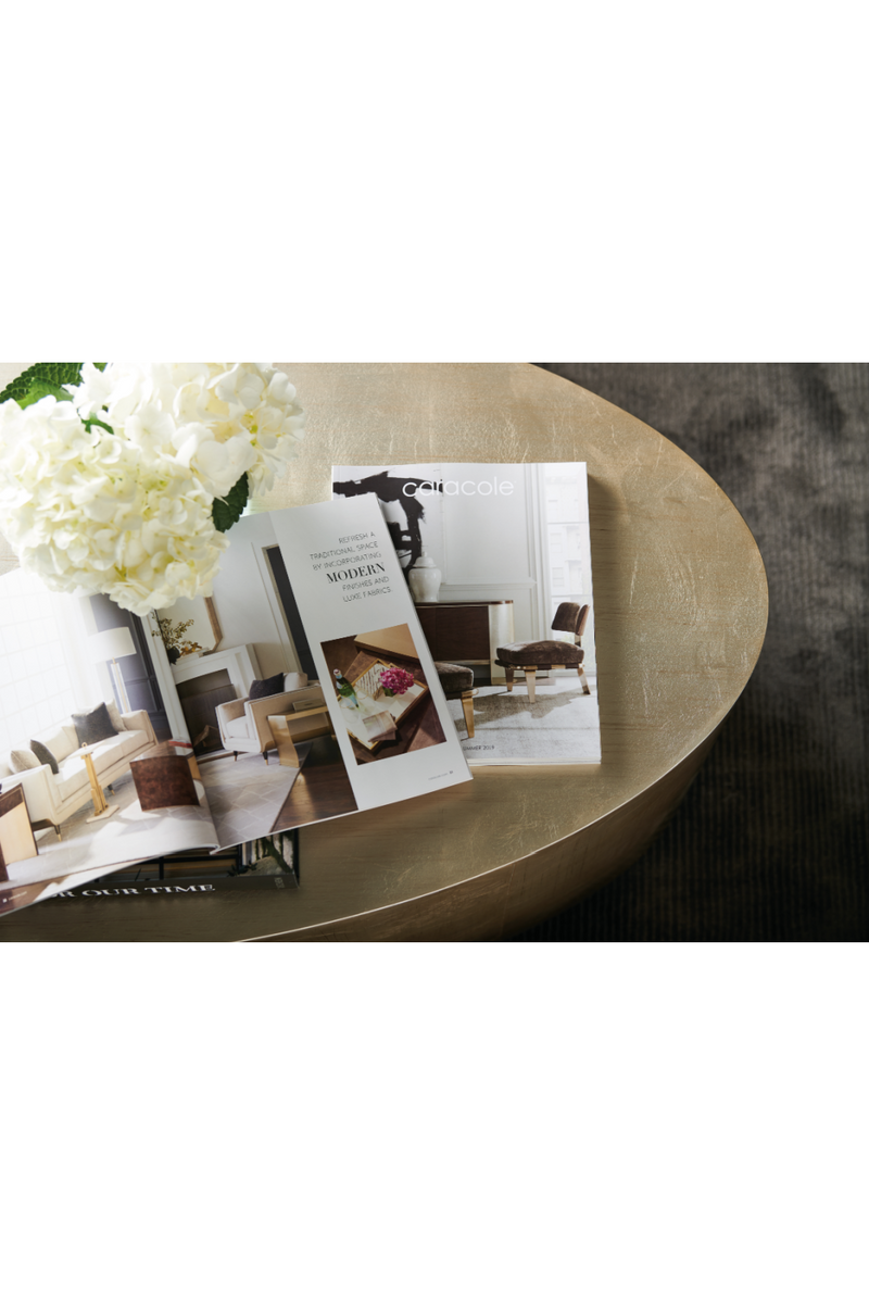 Metallic Leaf Coffee Table | Caracole Come Oval Here | Woodfurniture.com