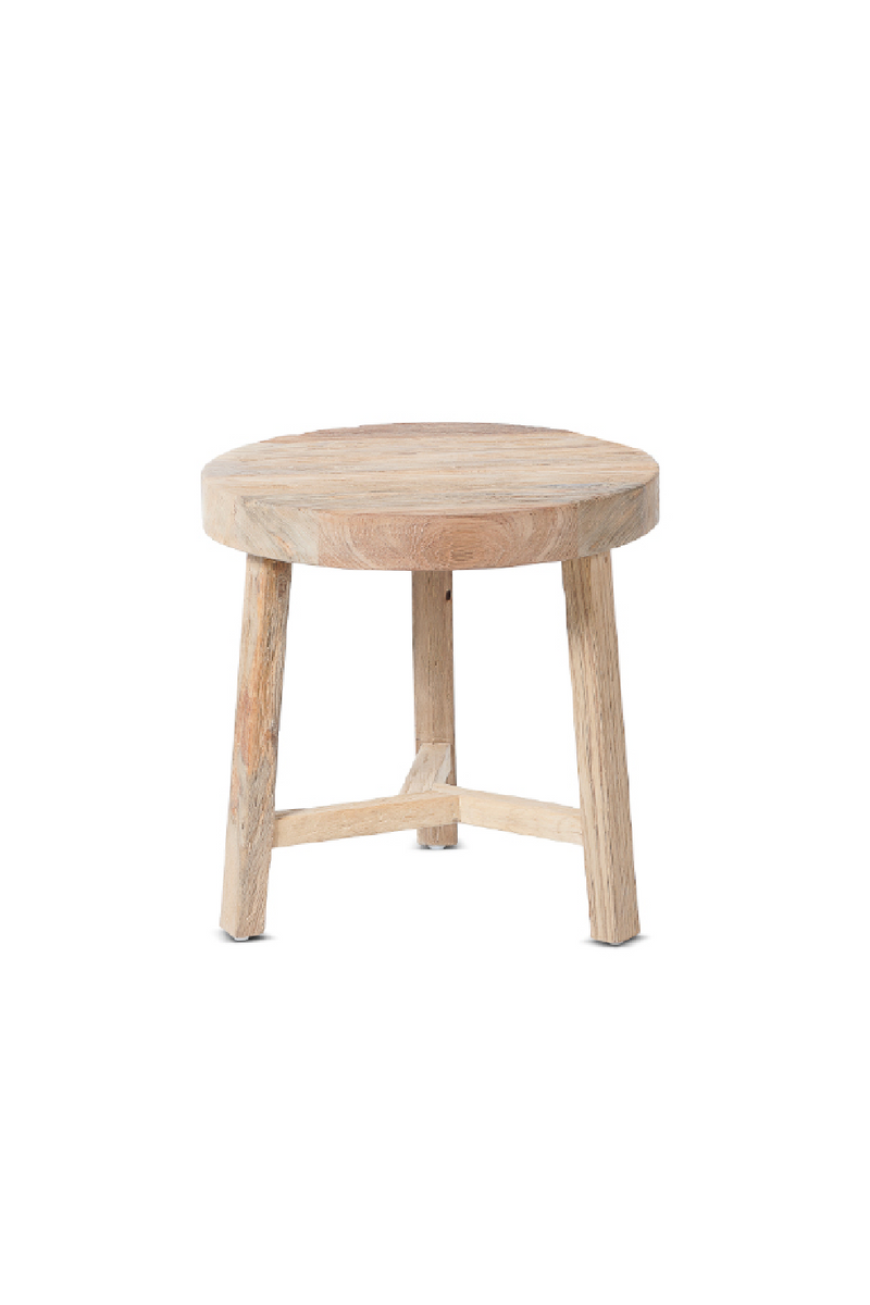 Natural Teak Round Side Table | Dareels Kyro | Woodfurniture.com