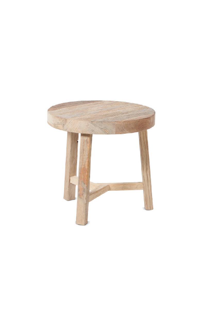 Natural Teak Round Side Table | Dareels Kyro | Woodfurniture.com