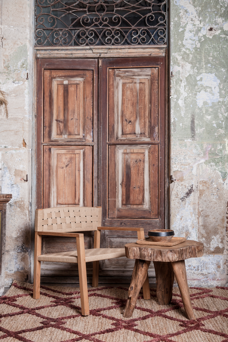 Natural Carved Teak Side Table | Dareels Erupta | Woodfurniture.com