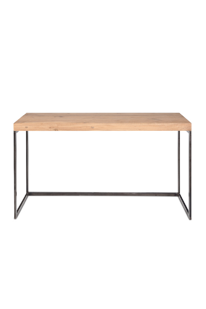 Reclaimed Teak w/ Geometrical Base Console Table | Dareels Three | Woodfurniture.com