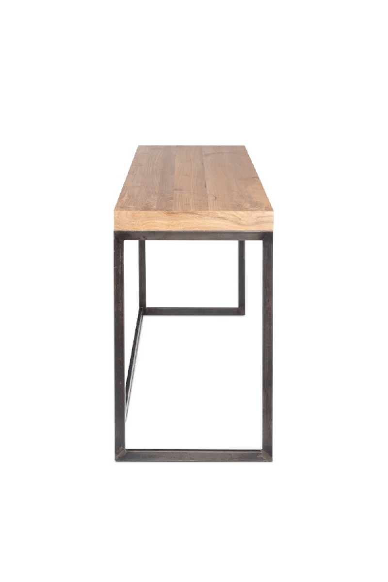 Reclaimed Teak w/ Geometrical Base Console Table | Dareels Three | Woodfurniture.com