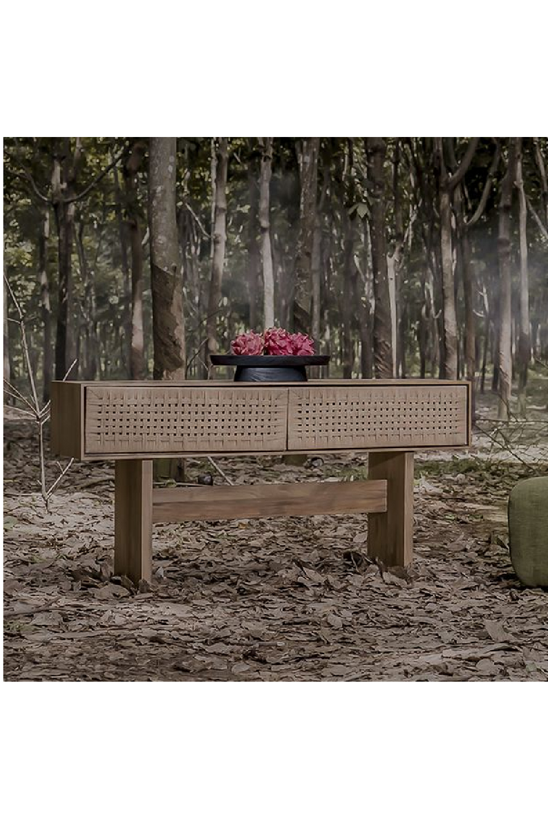 Teak and Woven Rope Console Table | Dareels Cora 160 | Woodfurniture.com