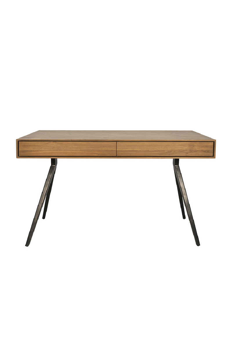 Natural Teak Desk w/ Stilleto Legs | Dareels Majesti | Woodfurniture.com