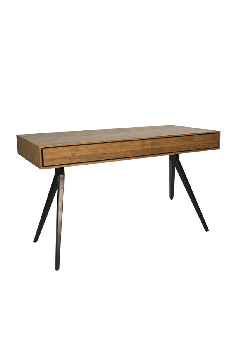 Natural Teak Desk w/ Stilleto Legs | Dareels Majesti | Woodfurniture.com