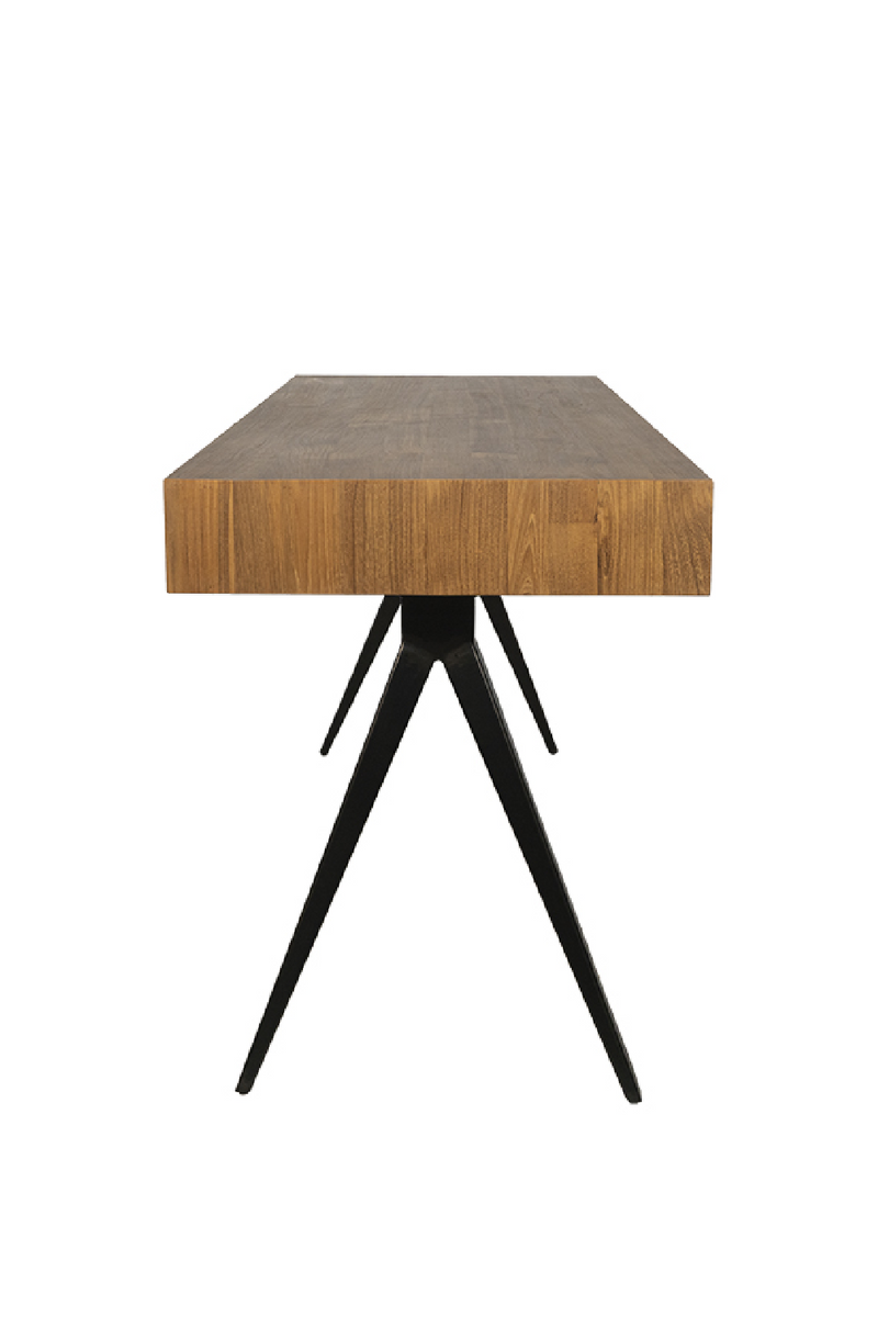 Natural Teak Desk w/ Stilleto Legs | Dareels Majesti | Woodfurniture.com