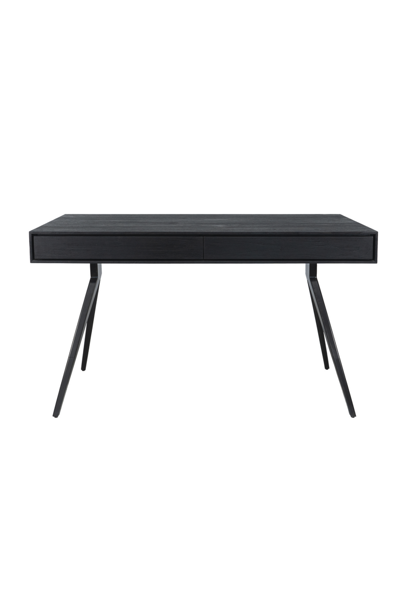 Black Teak Desk w/ Stilleto Legs | Dareels Majesti | Woodfurniture.com