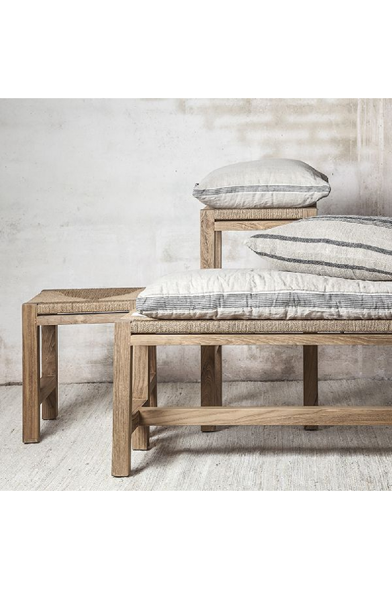 Natural Teak and Woven Rope Bench | Dareels Cora | OROA TRADE