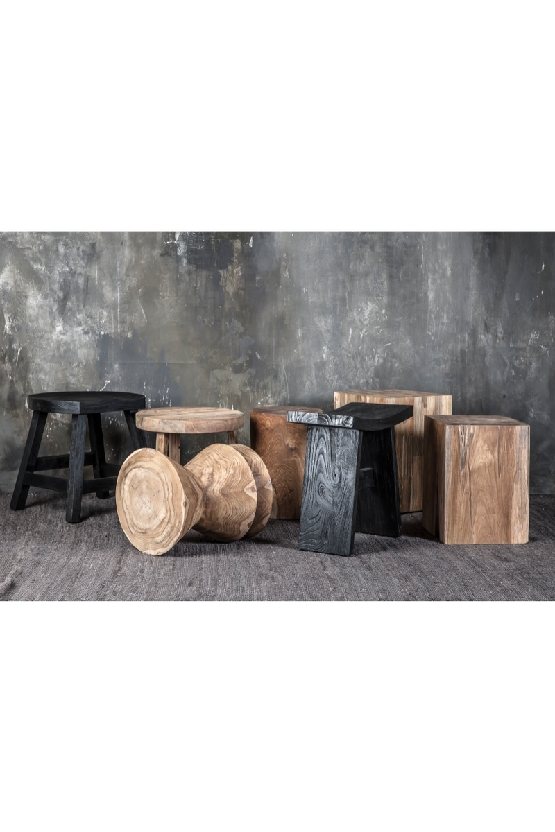 Black Wooden Round Stool | Dareels King | Woodfurniture.com