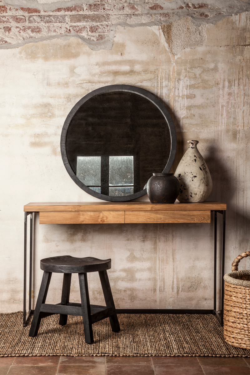 Black Wooden Round Stool | Dareels King | Woodfurniture.com