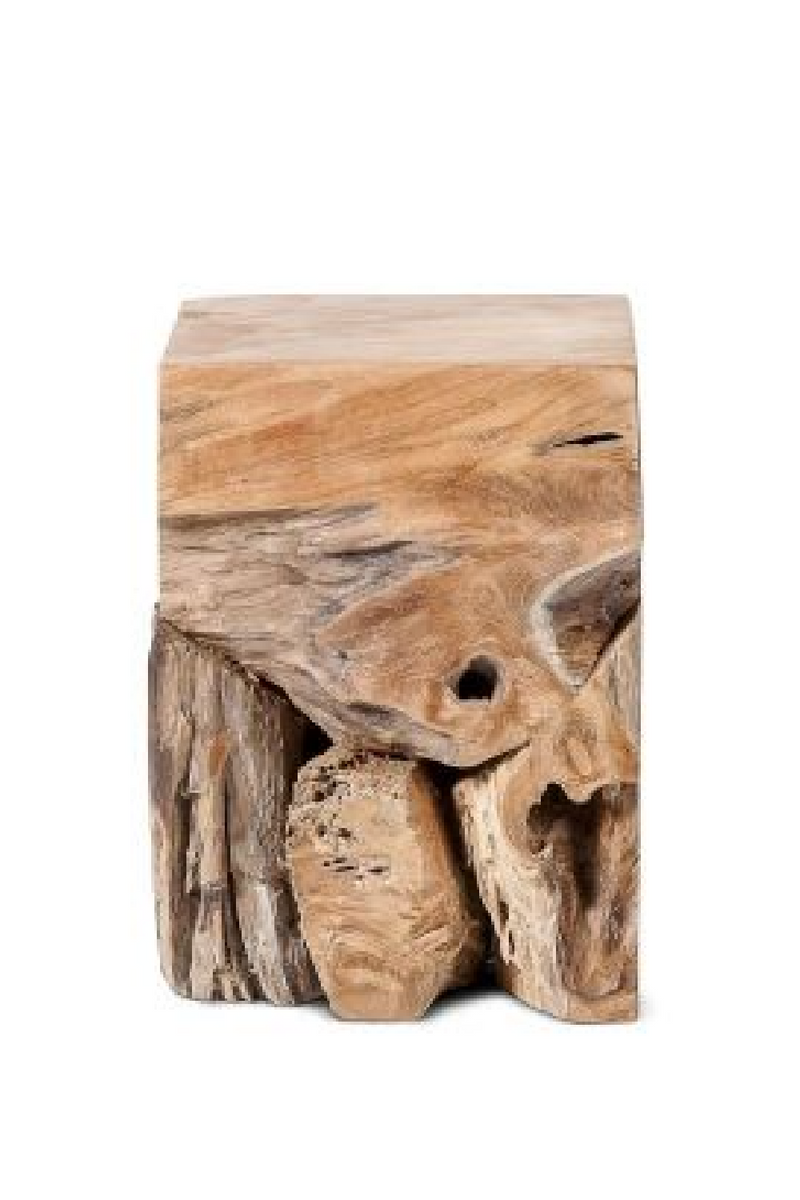 Natural Teak Root Block Stool | Dareels Toor | Woodfurniture.com