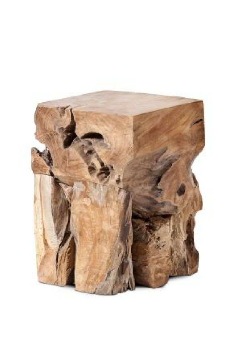 Natural Teak Root Block Stool | Dareels Toor | Woodfurniture.com