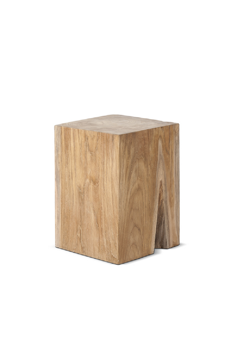 Natural Teak Block Stool | Dareels Solid | Woodfurniture.com